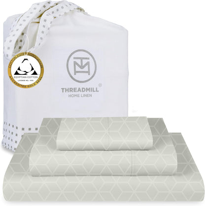 Egyptian Cotton Full Size Sheet Set | 100% Certified Egyptian Cotton Sheets for Full Size Bed | Full Bed Sheets Set 16" Deep Pocket | Soft Sateen 4-Piece Cooling Bedding Set | White