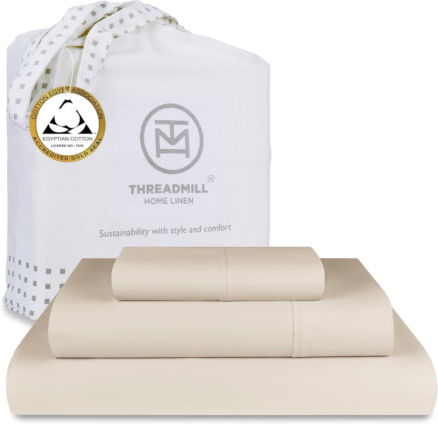 Egyptian Cotton Full Size Sheet Set | 100% Certified Egyptian Cotton Sheets for Full Size Bed | Full Bed Sheets Set 16" Deep Pocket | Soft Sateen 4-Piece Cooling Bedding Set | White