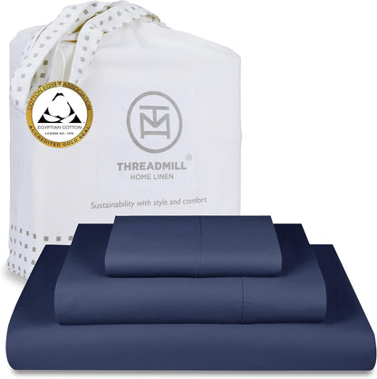 Egyptian Cotton Full Size Sheet Set | 100% Certified Egyptian Cotton Sheets for Full Size Bed | Full Bed Sheets Set 16" Deep Pocket | Soft Sateen 4-Piece Cooling Bedding Set | White