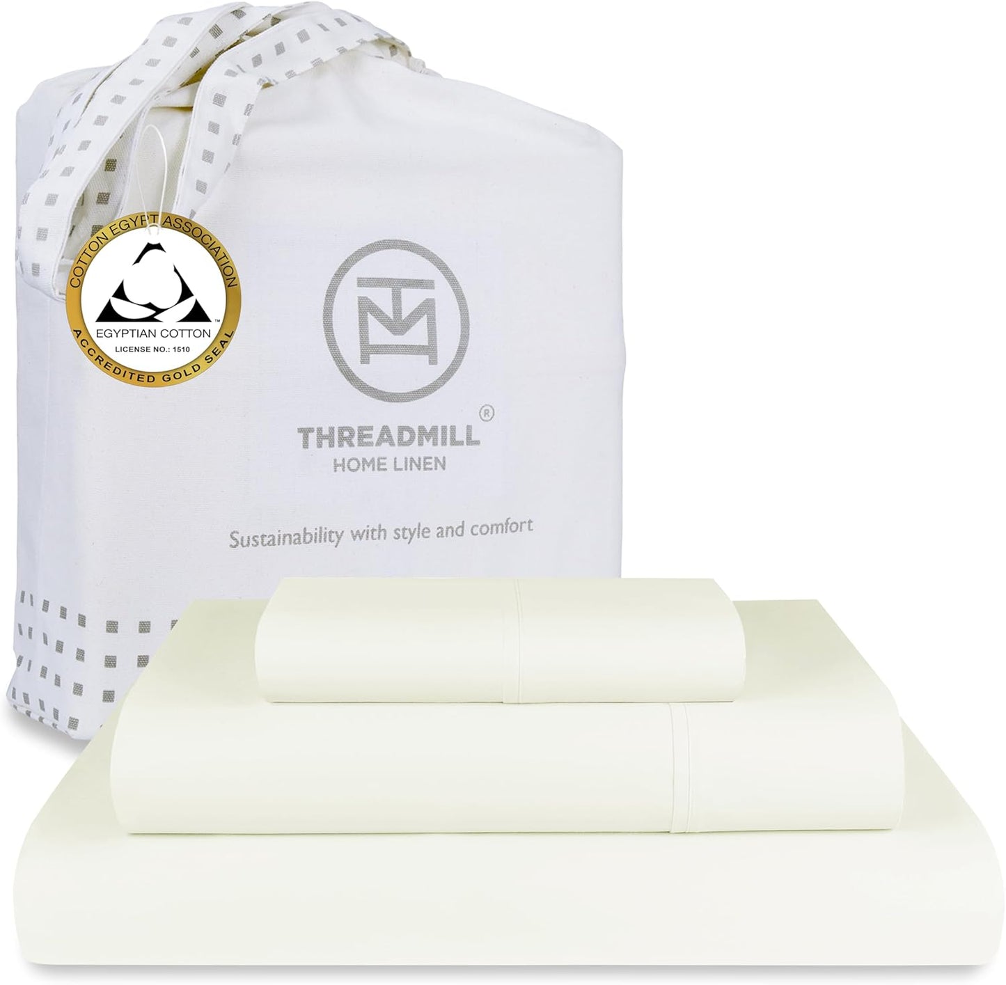 Egyptian Cotton Full Size Sheet Set | 100% Certified Egyptian Cotton Sheets for Full Size Bed | Full Bed Sheets Set 16" Deep Pocket | Soft Sateen 4-Piece Cooling Bedding Set | White