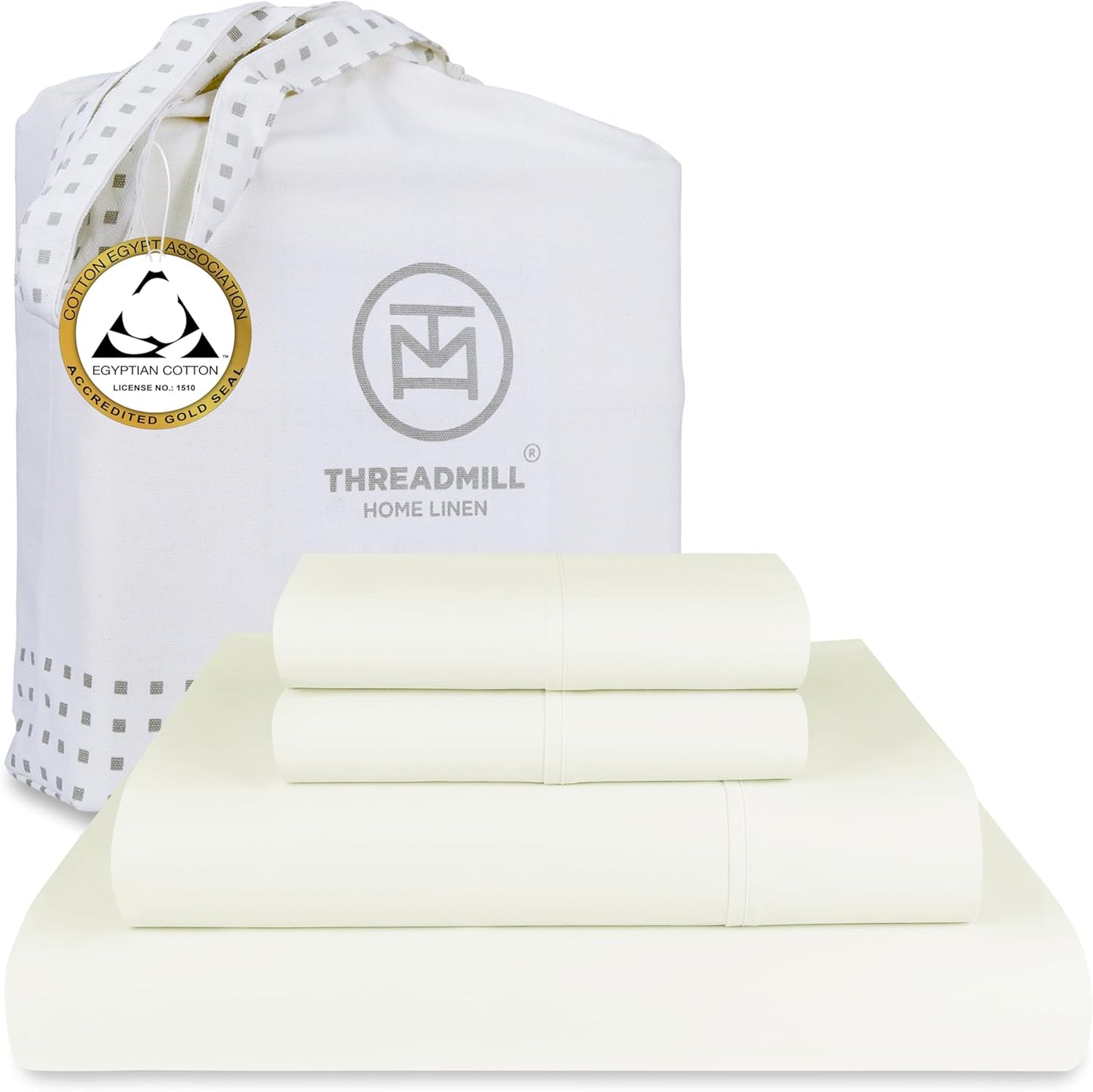 Egyptian Cotton Full Size Sheet Set | 100% Certified Egyptian Cotton Sheets for Full Size Bed | Full Bed Sheets Set 16" Deep Pocket | Soft Sateen 4-Piece Cooling Bedding Set | White